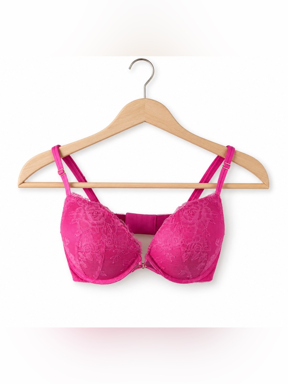 Victoria’s Secret Very Sexy Hot Pink Lace Push-Up Bra 34DD Strappy Underwire